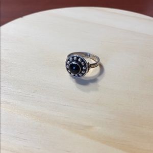 Sterling Silver Obsidian toned Ring